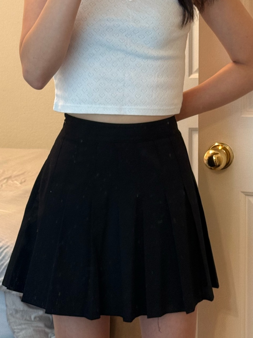SPAO Classic Black Pleated Mini Skirt